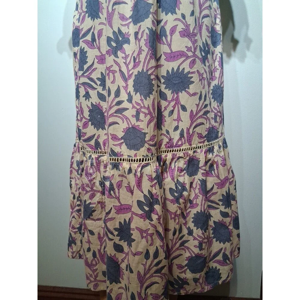 dRA Los Angeles Long Cotton Floral Print Dress Crochet Detail Size M NWOT - Picture 6 of 9